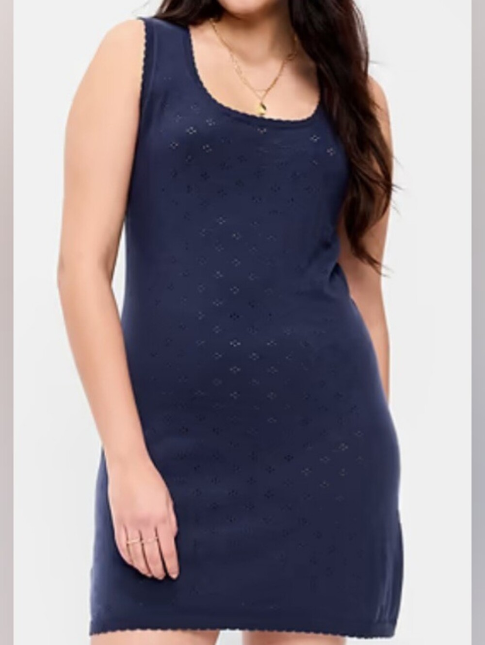 Old Navy Navy Eyelet Knit Tank Slip Dress